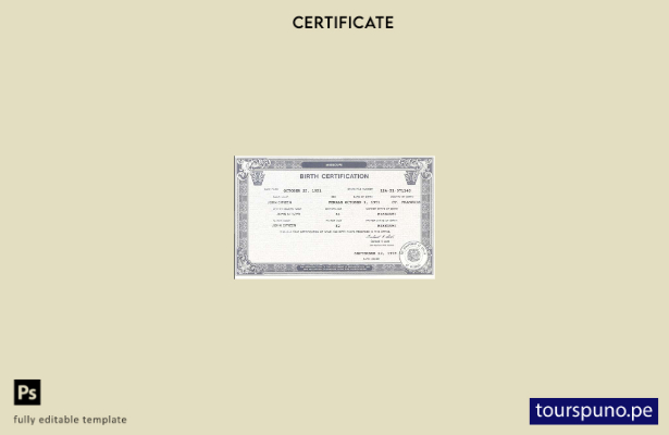 listo para imprimir Plantilla de certificado de nacimiento del Departamento de 3